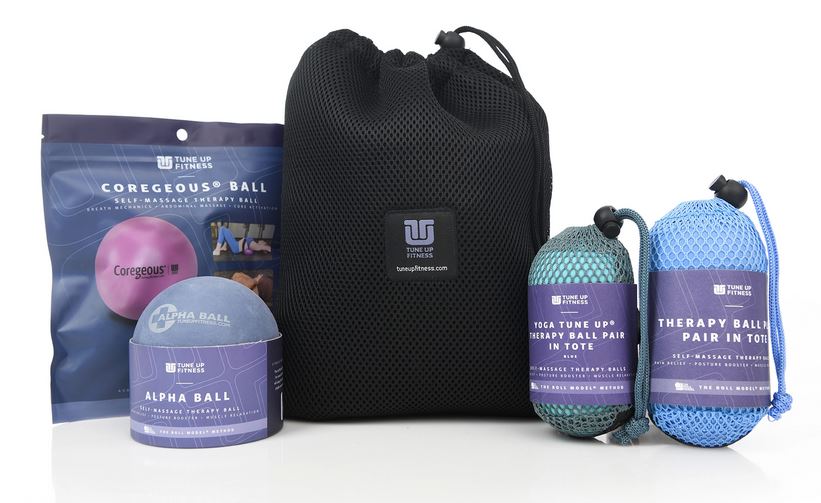 The Starter Kit is a great way to begin your journey with Tune Up Fitness. Provides you with a portable set of tools to improve your mobility, prevent injury, and practice self-care fitness. Includes all four sizes of Therapy Balls: The YTU Therapy Ball in Tote, Therapy Ball PLUS, ALPHA, and Coregeous. All fit perfectly inside our Roll Model Shoulder Tote, which is included in the kit!