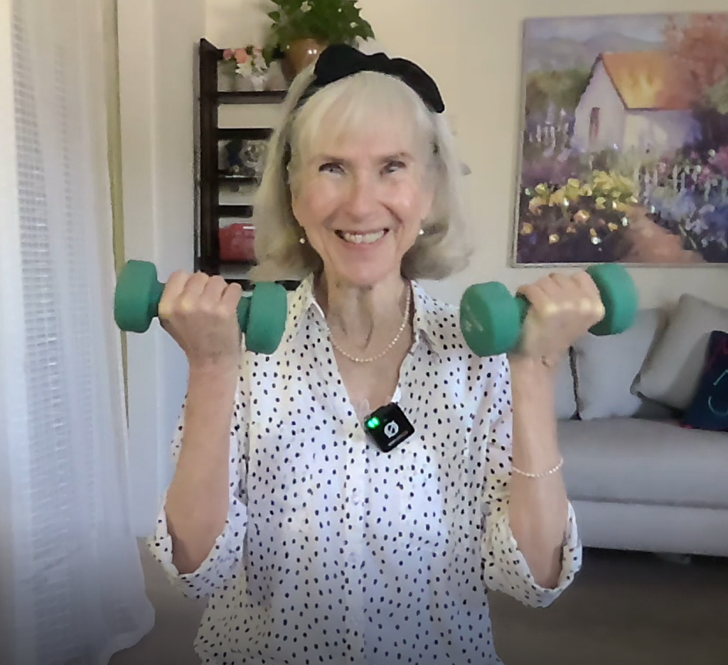 Chair Yoga Patricia Becker using hand weights
