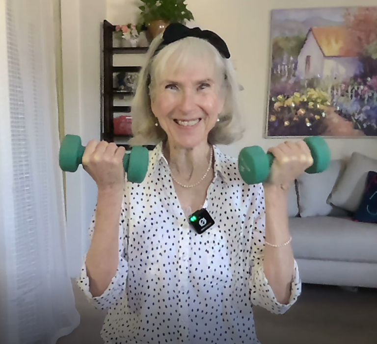 Chair Yoga Patricia Becker using hand weights
